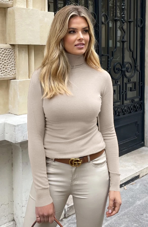 Rollkragenpullover Damen Beige, Foto 5