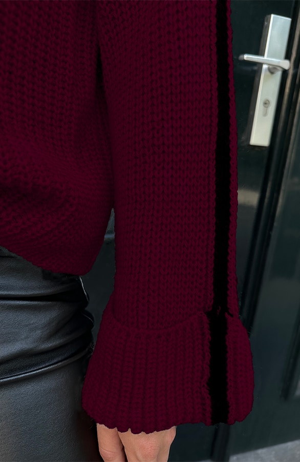 Detailed Coltrui Wijde Mouwen Burgundy Zwart – shoparchief, foto 4
