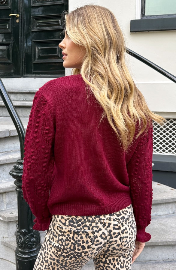 Detailed Sleeve Pullover Burgundy, Foto 4