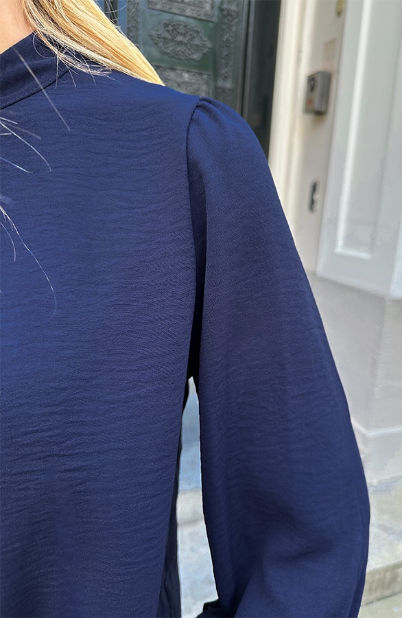 Gouden Detail Knoop Blouse Marine – shoparchief, foto 6
