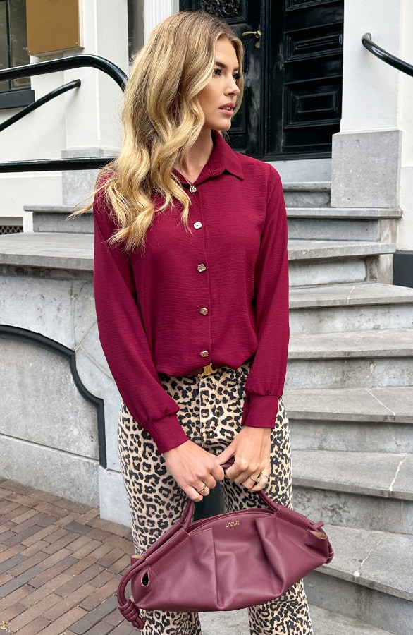 Gouden Knopen Blouse Burgundy – blouses, foto 5