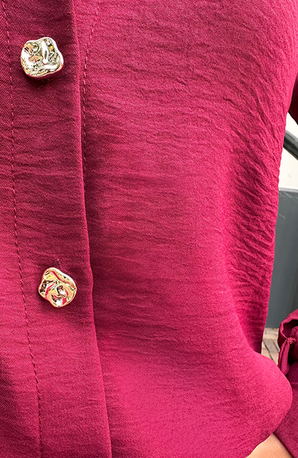Gouden Knopen Blouse Burgundy – blouses, foto 8