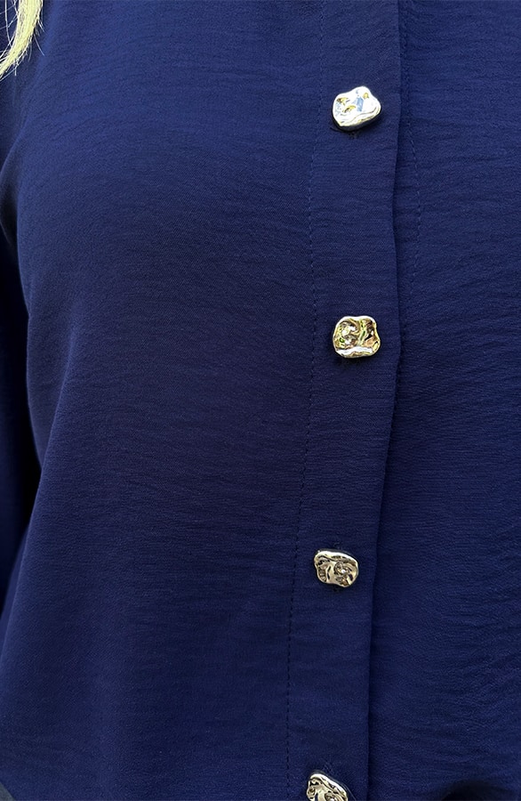 Gouden Knopen Blouse Marine – blouses, foto 5