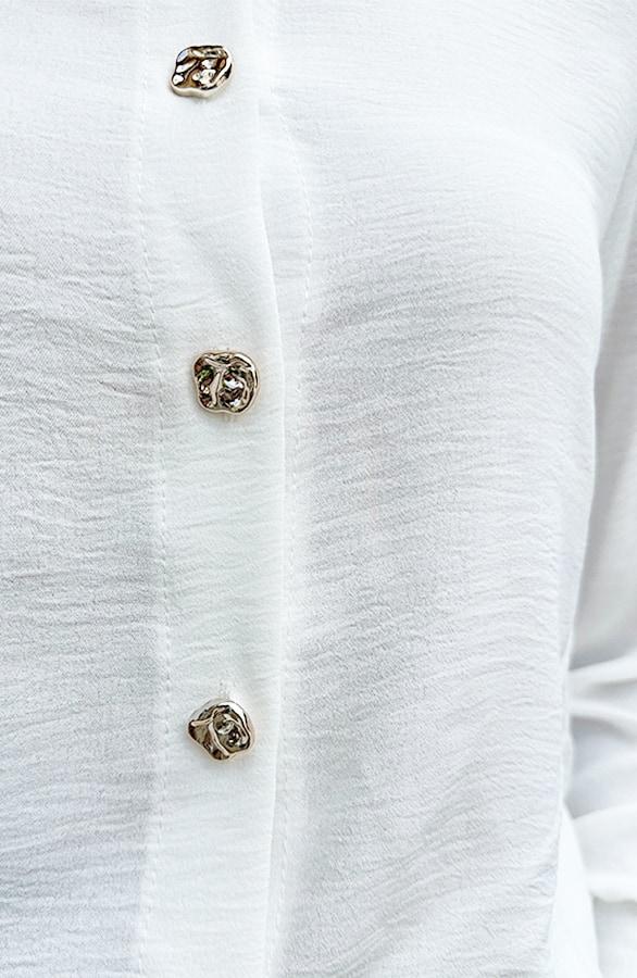 Gouden Knopen Blouse Off White – blouses, foto 7