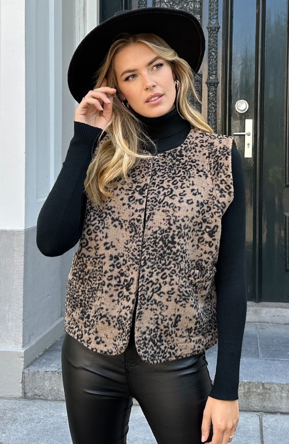 Pocket Leopard Gilet Choco – vesten