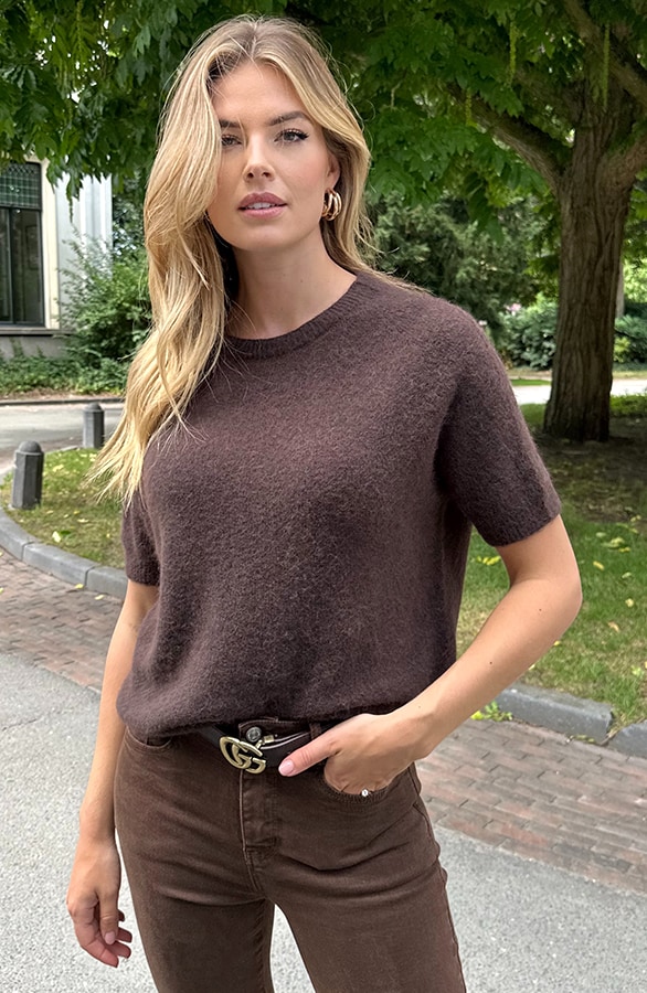 Oversized Soft Pullover Kurzarm Dark Choco, Foto 6