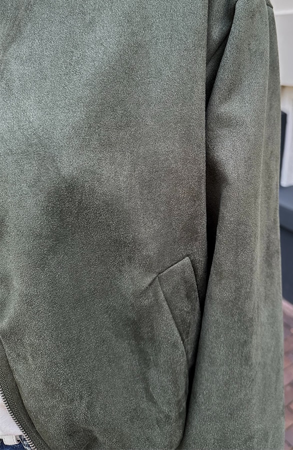 Oversized Suede Bomber Jacket Army – jassen, foto 6