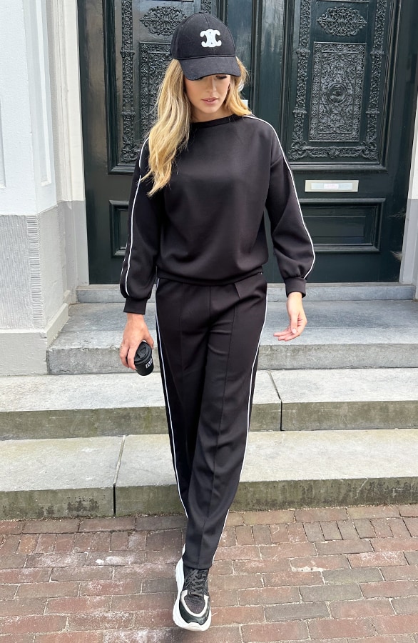 Oversized Trui Met Bies Zwart – truien, foto 6