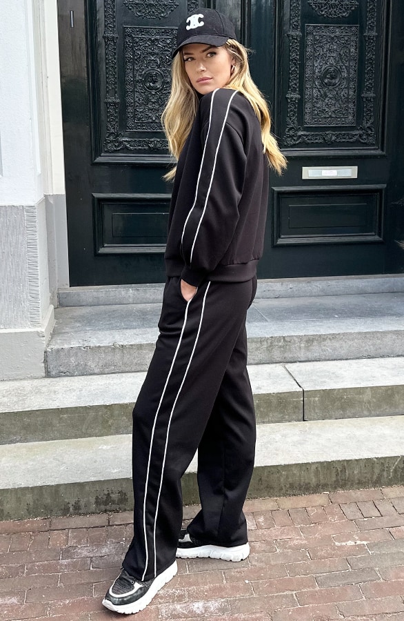 Oversized Trui Met Bies Zwart – truien, foto 7