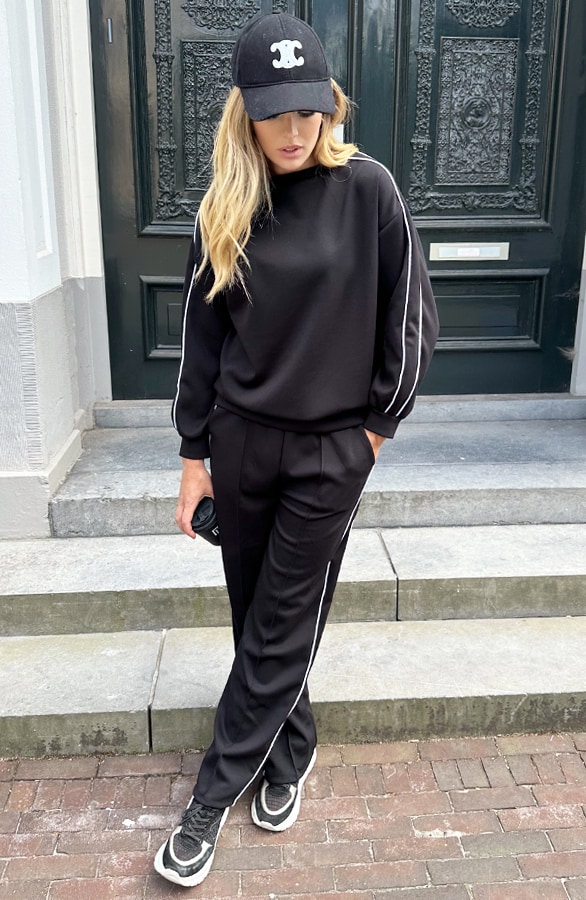 Oversized Trui Met Bies Zwart – truien, foto 5