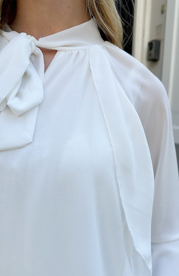 Ruffle Chiffon Strik Blouse Ecru – blouses, foto 8