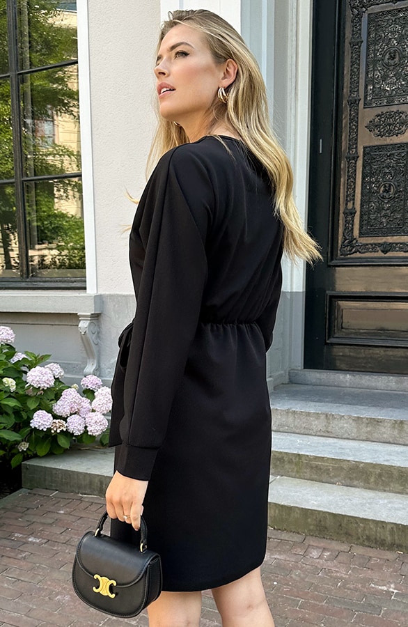 Scuba Long Sleeve Jurk Zwart – jurken, foto 4