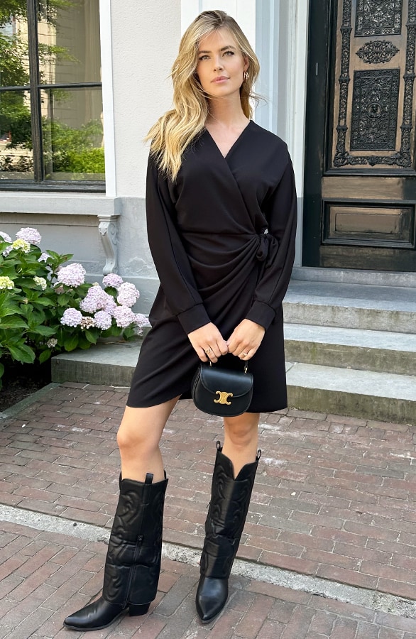 Scuba Long Sleeve Jurk Zwart – jurken, foto 9