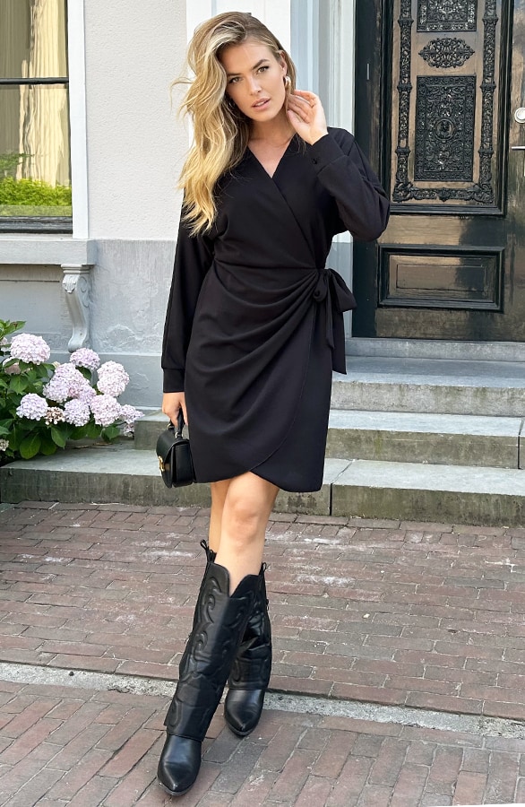 Scuba Long Sleeve Jurk Zwart – jurken