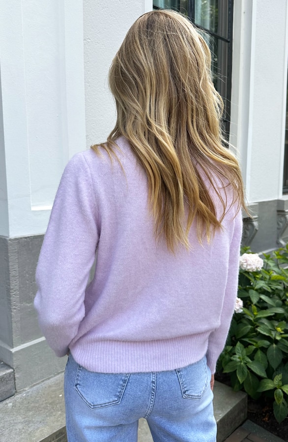 Soft Button Cardigan Lila – shoparchief, foto 5