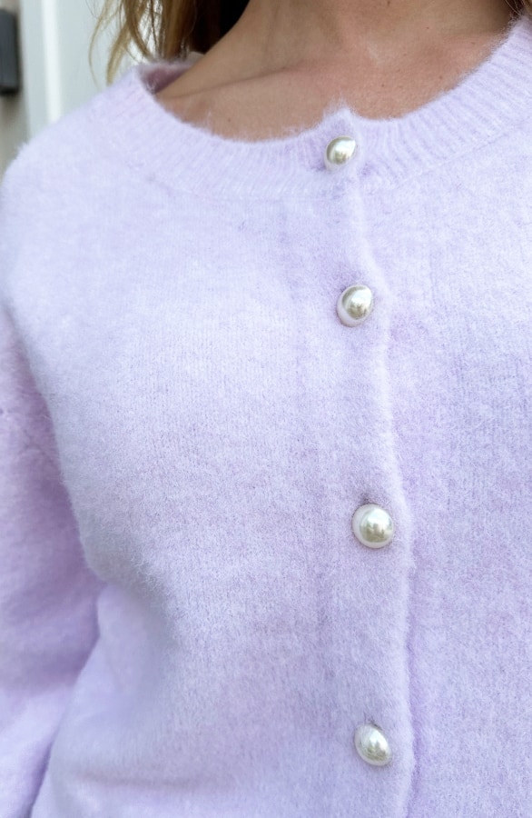 Soft Button Cardigan Lila – shoparchief, foto 4