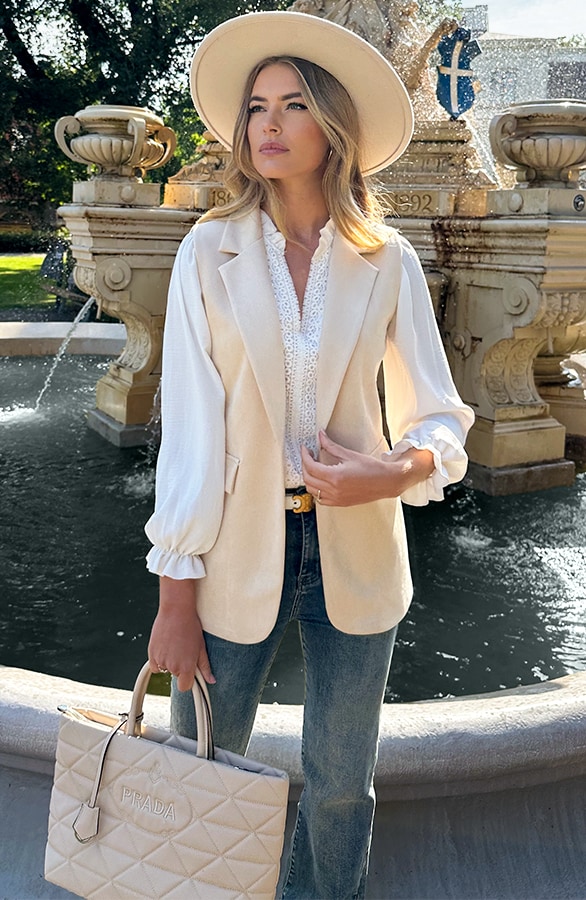 Suede Elegant Blazer Gilet Beige – gilets, foto 5