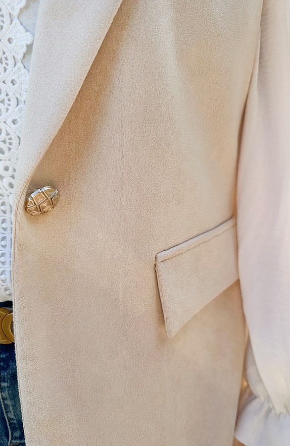 Suede Elegant Blazer Gilet Beige – gilets, foto 8