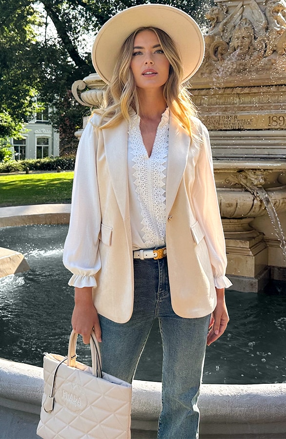 Suede Elegant Blazer Gilet Beige – gilets