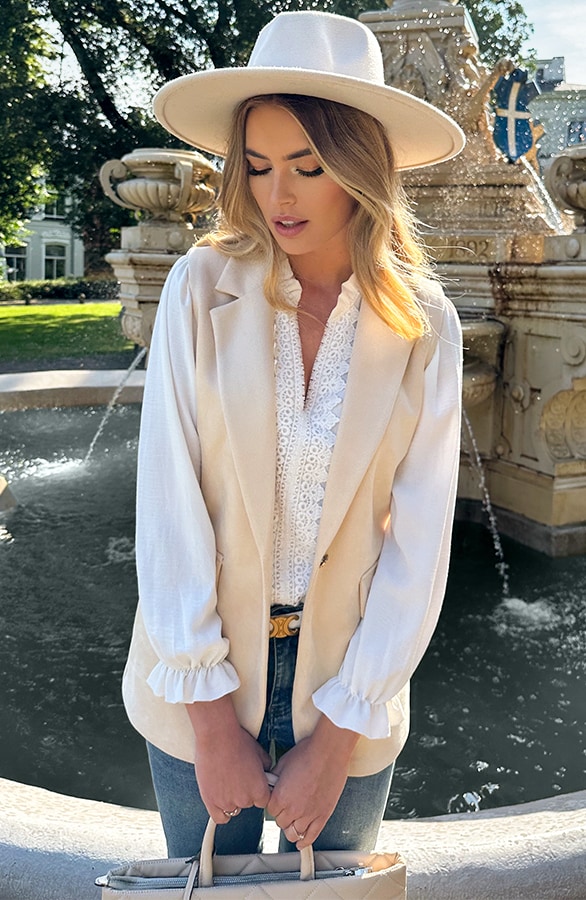 Suede Elegant Blazer Gilet Beige – gilets, foto 7