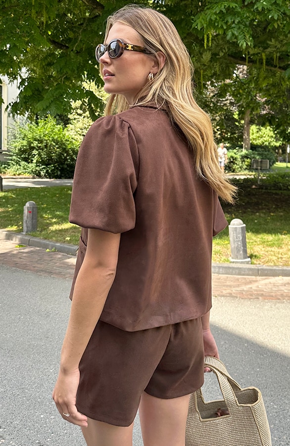 Wide Short Suede Choco – shorts, foto 6