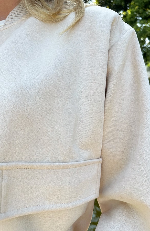 Suede Soft Bomber Jacket Beige – jassen, foto 5
