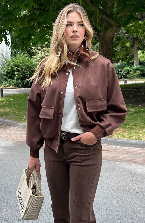Suede Soft Bomber Jacket Choco – jassen, foto 9