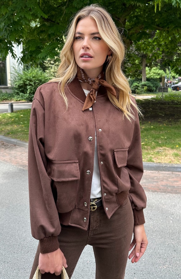 Suede Soft Bomber Jacket Choco – jassen, foto 6