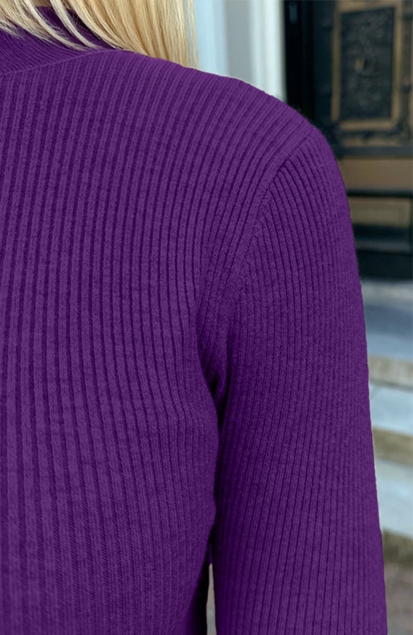 Ultra Soft Jurk Met Col Dark Purple – jurken, foto 5