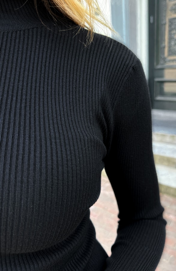Ultra Soft Jurk Met Col Zwart – jurken, foto 6