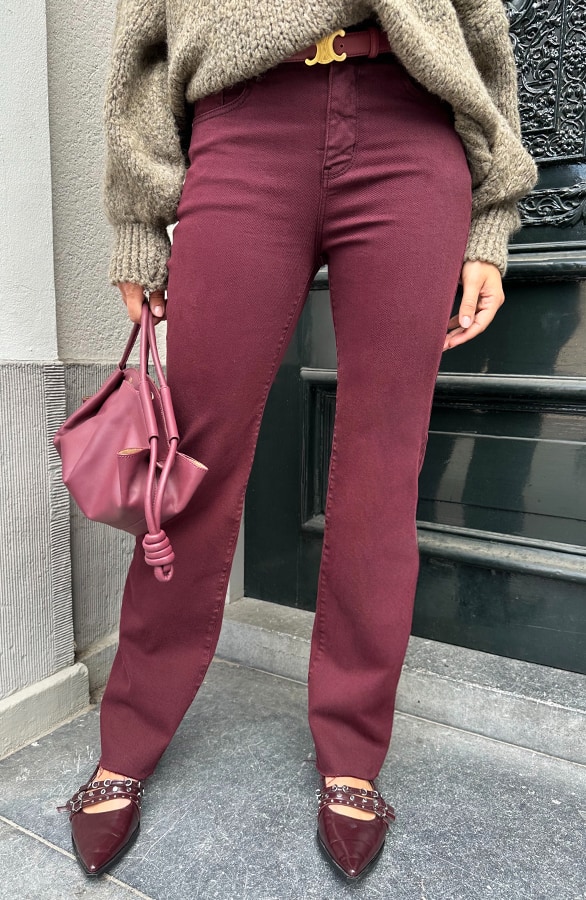 Wide Leg Jeans Burgundy Stretch FMH – spijkerbroeken, foto 4