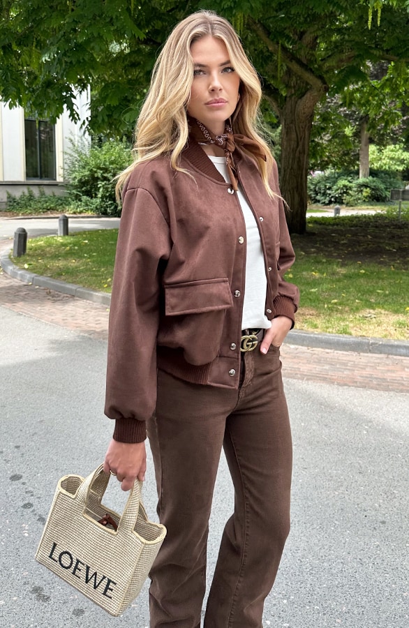 Wide Leg Jeans Choco Brown Stretch FMH, Foto 6
