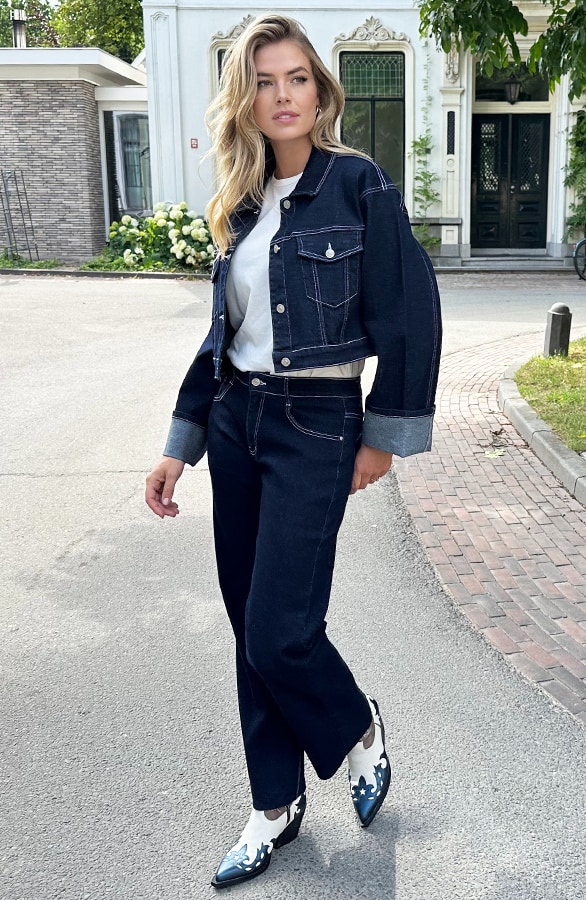 Wide Leg Jeans Deep Blue Stretch FMH – spijkerbroeken, foto 3