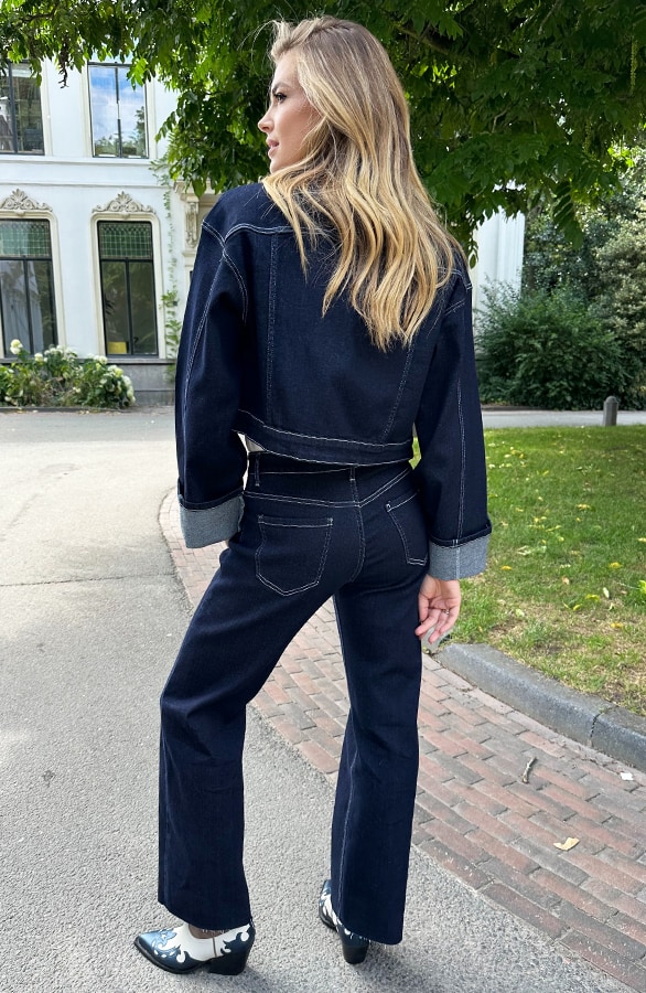 Wide Leg Jeans Deep Blue Stretch FMH – spijkerbroeken, foto 4