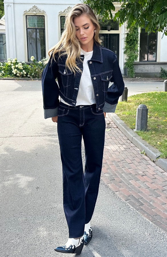 Wide Leg Jeans Deep Blue Stretch FMH – spijkerbroeken, foto 5