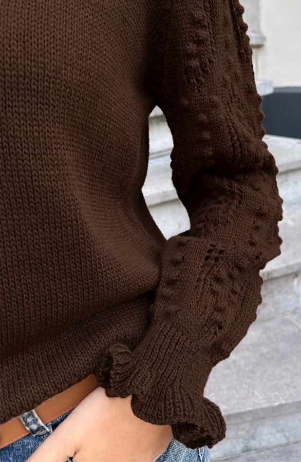 Detailed Sleeve Pullover Choco, Foto 4