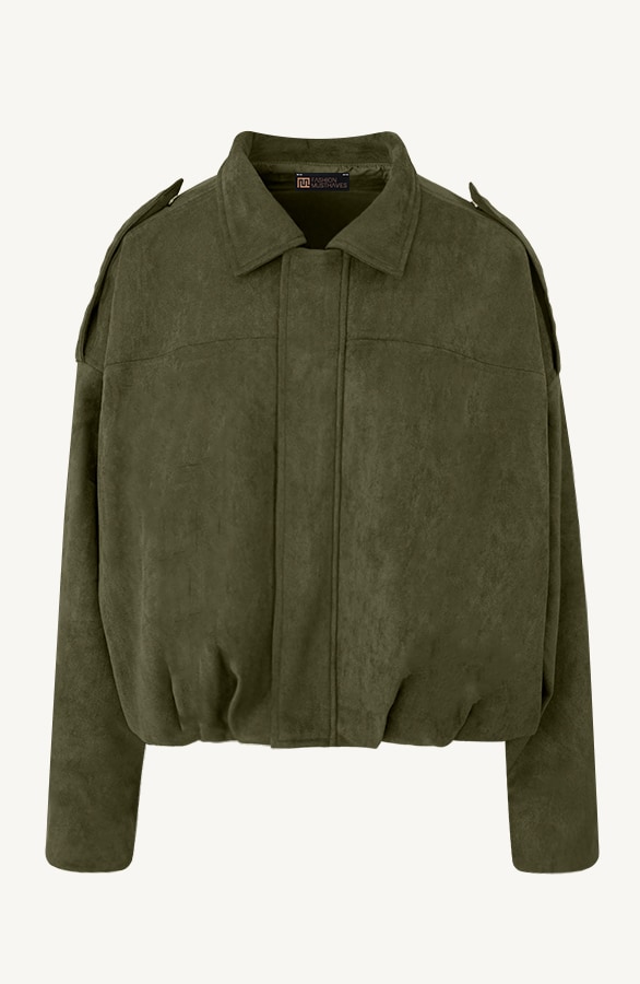 Limited Oversized Suede Jacket Army, Mäntel