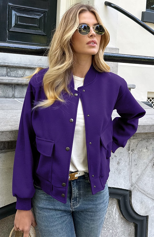 Soft Bomberjacket Dark Purple – jassen, foto 5