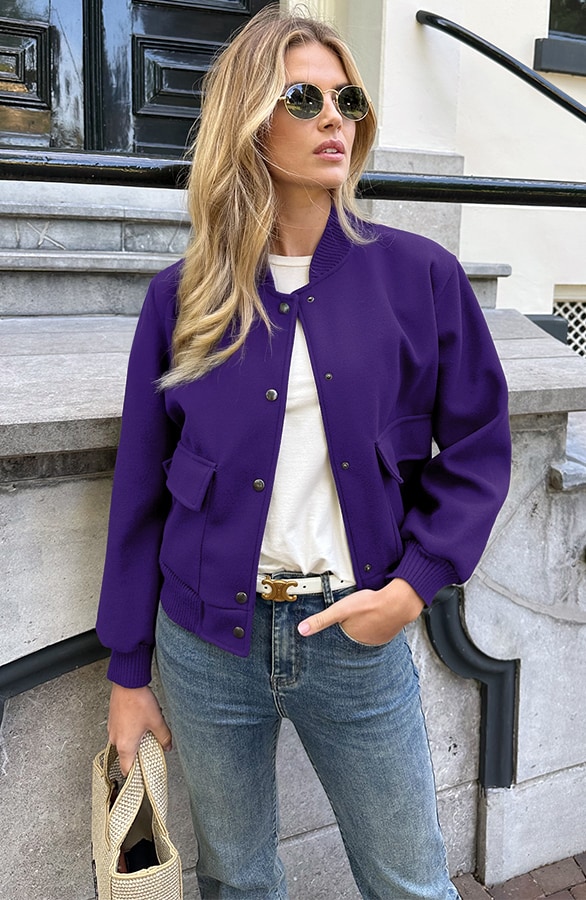 Soft Bomberjacket Dark Purple – jassen, foto 2
