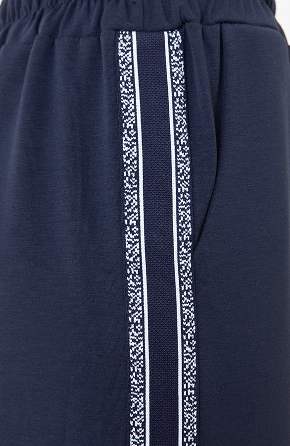 Straight Stretch Pantalon Met Bies Marine – broeken, foto 4