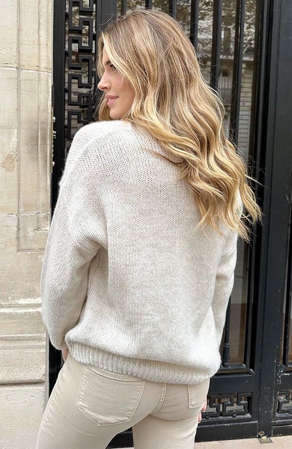 Casual Long Sleeve Cardigan Beige – shoparchief, foto 4