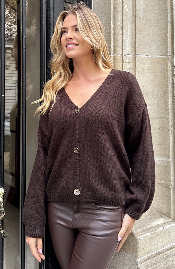 Casual Long Sleeve Cardigan Choco – vesten, foto 6