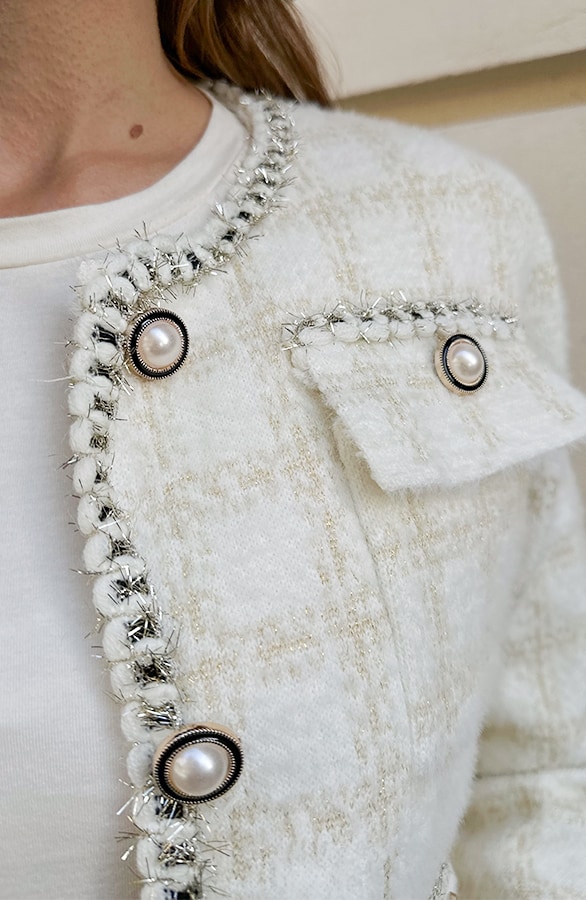 Chique Soft Button Jacket Ecru – shoparchief, foto 8