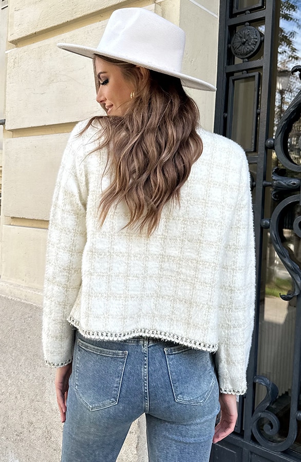 Chique Soft Button Jacket Ecru – shoparchief, foto 4