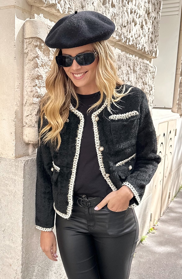 Chique Soft Button Jacket Zwart – jassen, foto 3