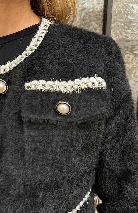 Chique Soft Button Jacket Zwart – jassen, foto 5