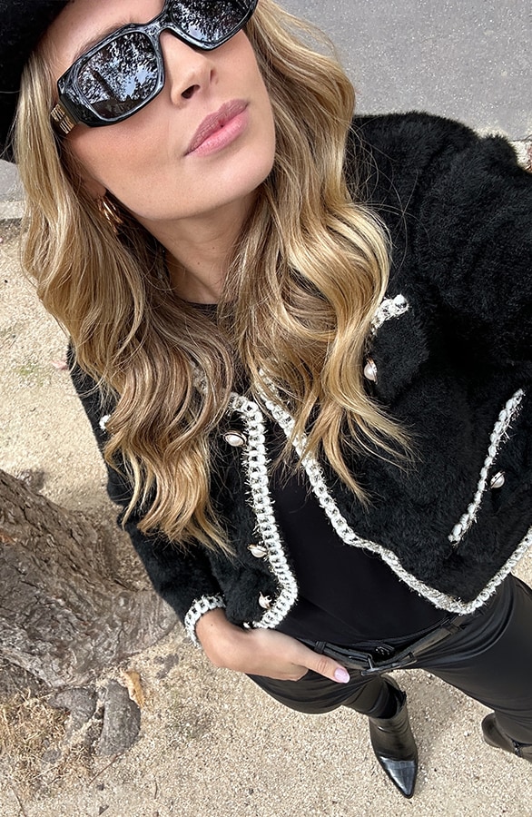 Chique Soft Button Jacket Zwart – jassen, foto 6