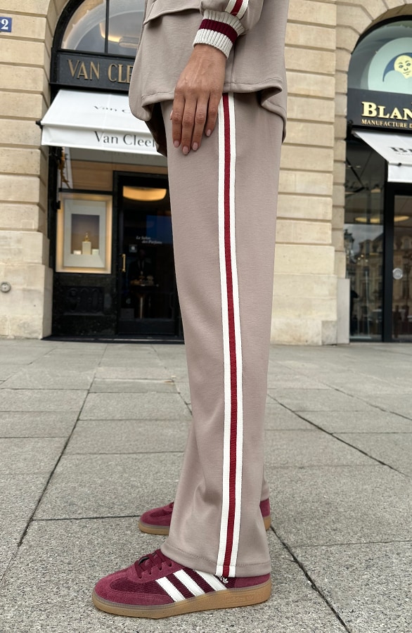 Stretch Pantalon Met Bies Taupe – alle kleding
