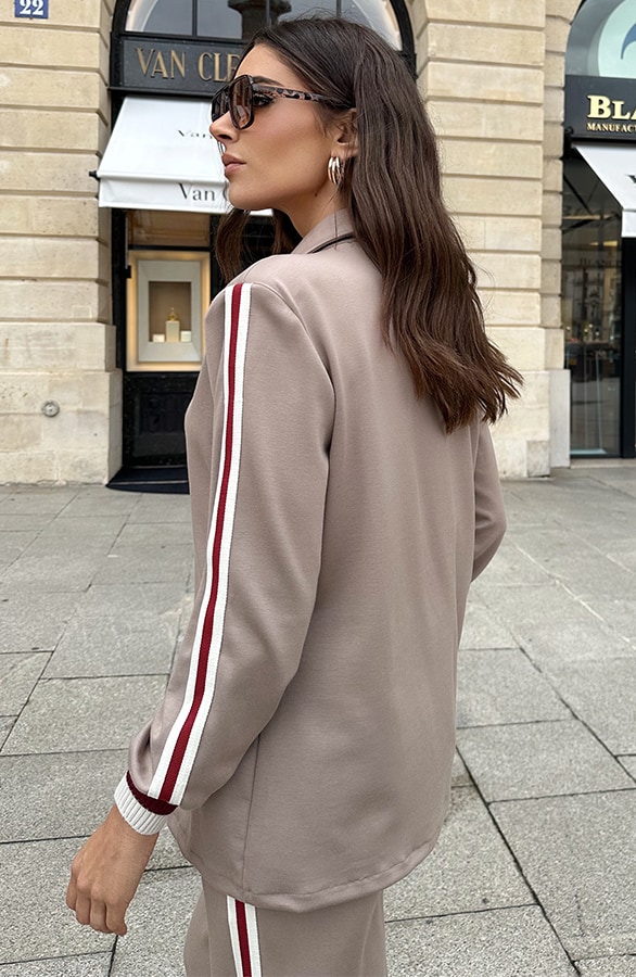 Stretch Pantalon Met Bies Taupe – alle kleding, foto 4