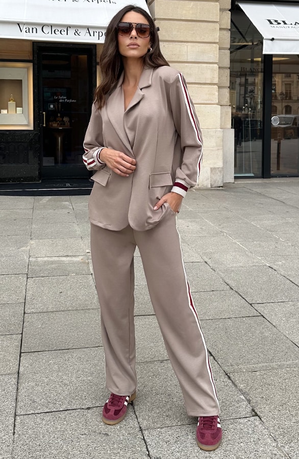 Stretch Blazer Met Bies Taupe – shoparchief, foto 3